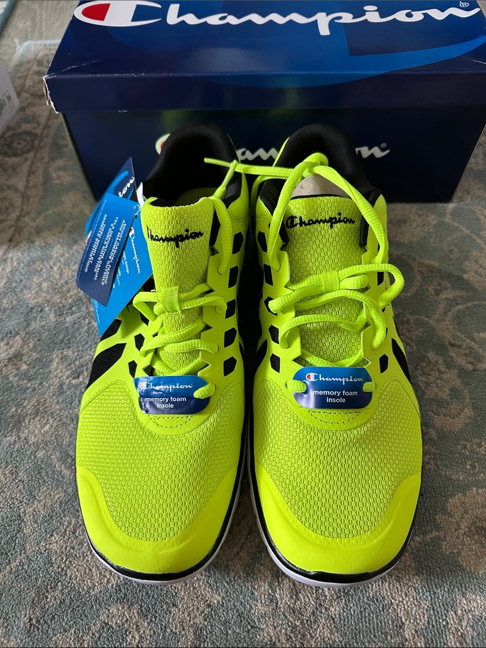 Champion Men’s Neon Yellow Lace-Up Athletic Sneakers size 13